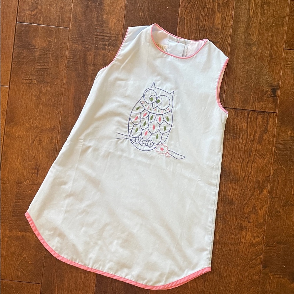 TBBC Annie Apron Dress Blue with Owl Embroidery- sz 5